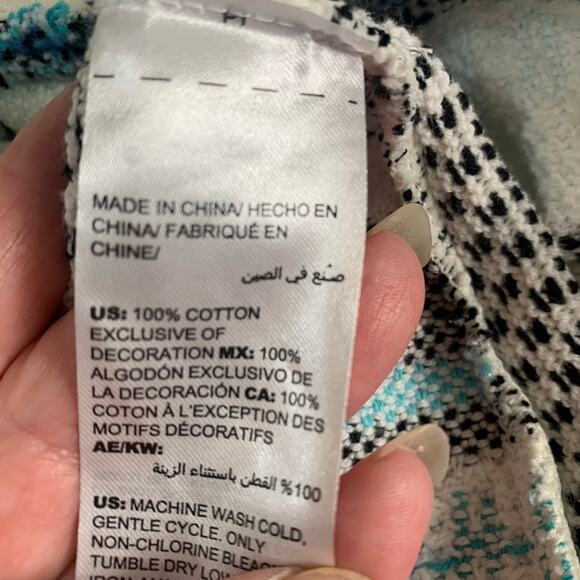 NEW Chico's Size 2 US L Cotton Sweater Jacket 3/4 Sleeve Lightweight Blue White - Picture 12 of 12